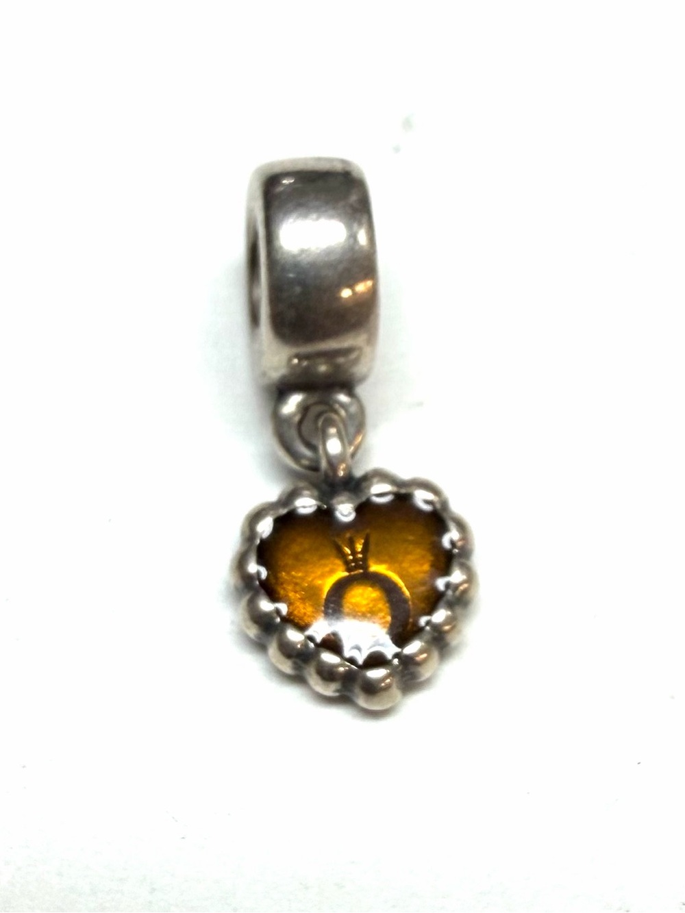 Pandora Sterling Silver Forever Brown Logo Enamel Dangle 790471E10